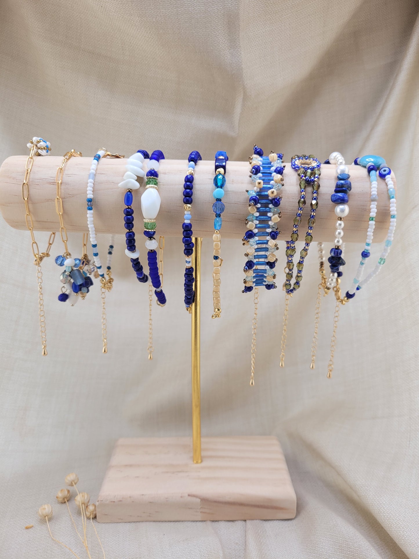 Bracelet double en perles bleu Ankarra