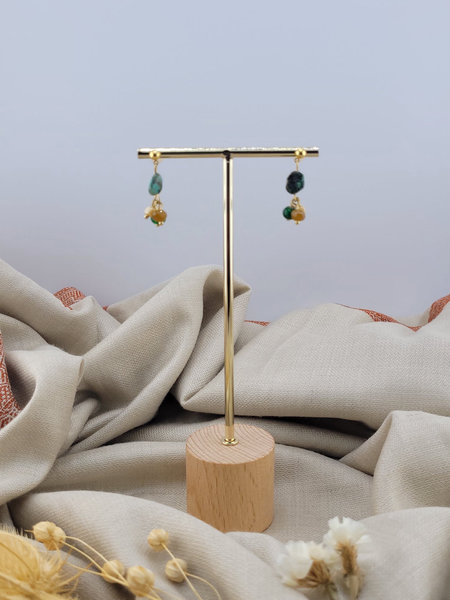 Clous d'oreilles en Turquoise naturelle Rio