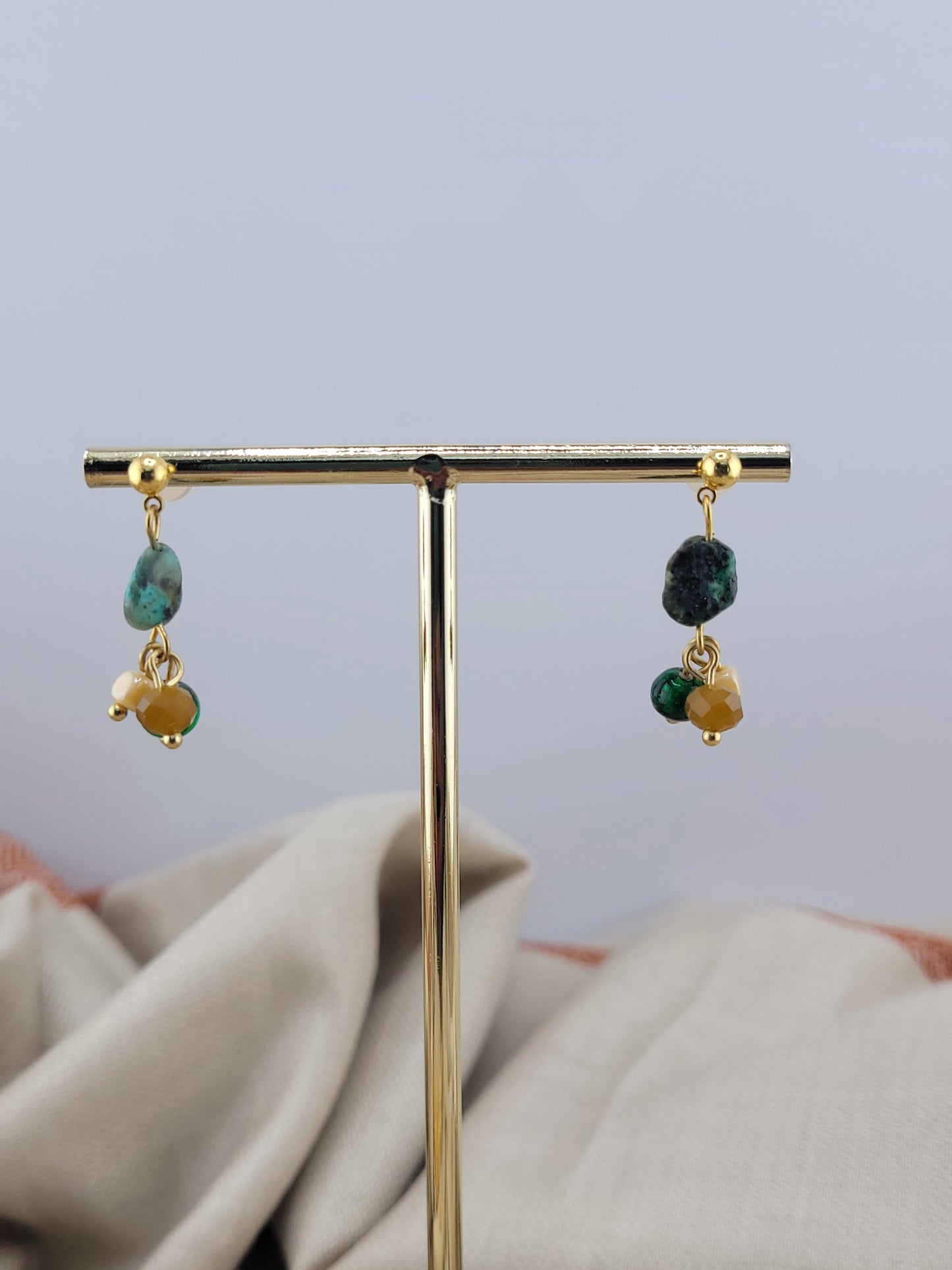 Clous d'oreilles en Turquoise naturelle Rio