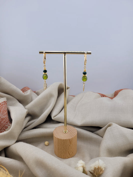 Boucles d'oreilles pendantes vert Malindi