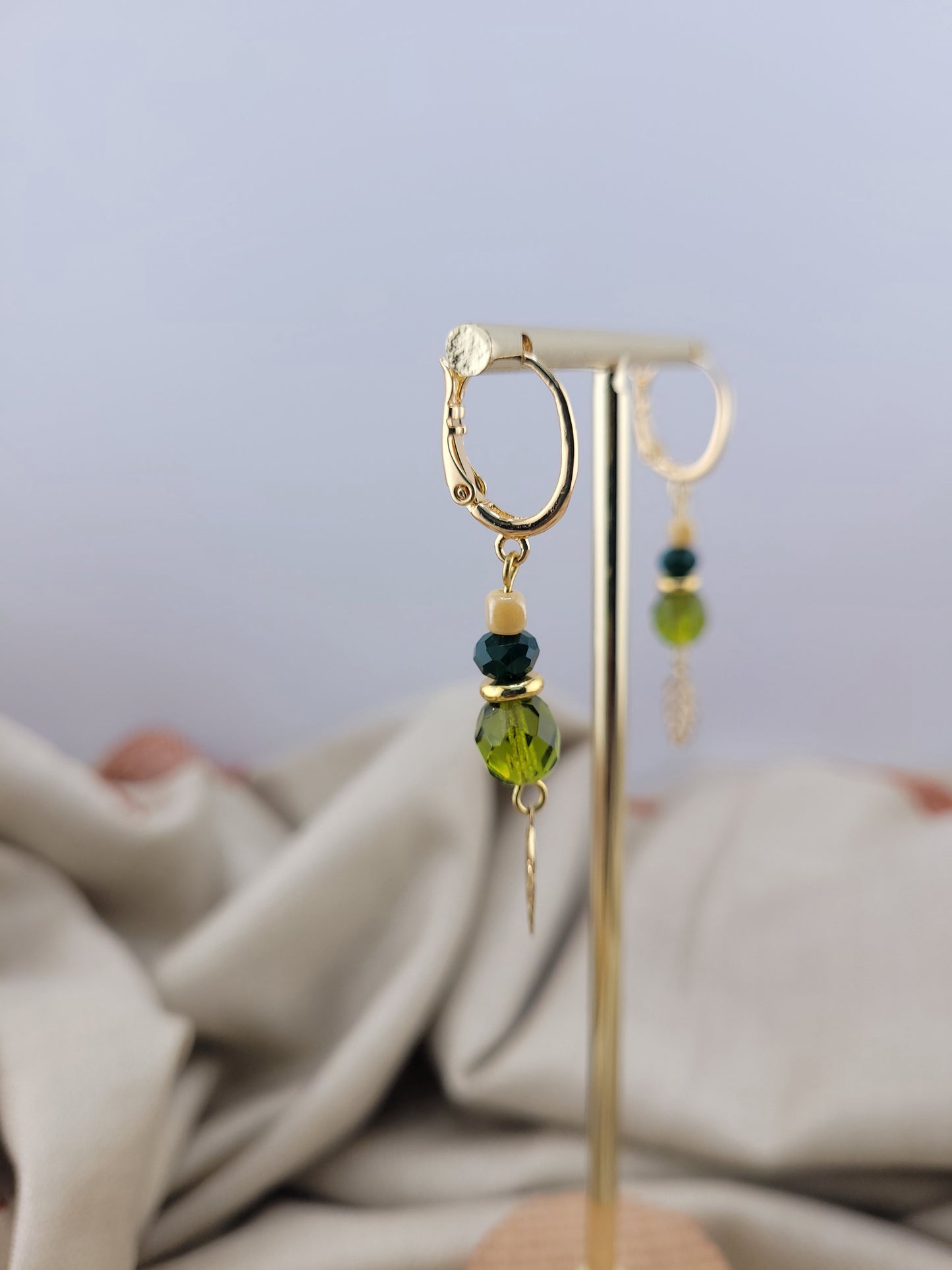 Boucles d'oreilles pendantes vert Malindi