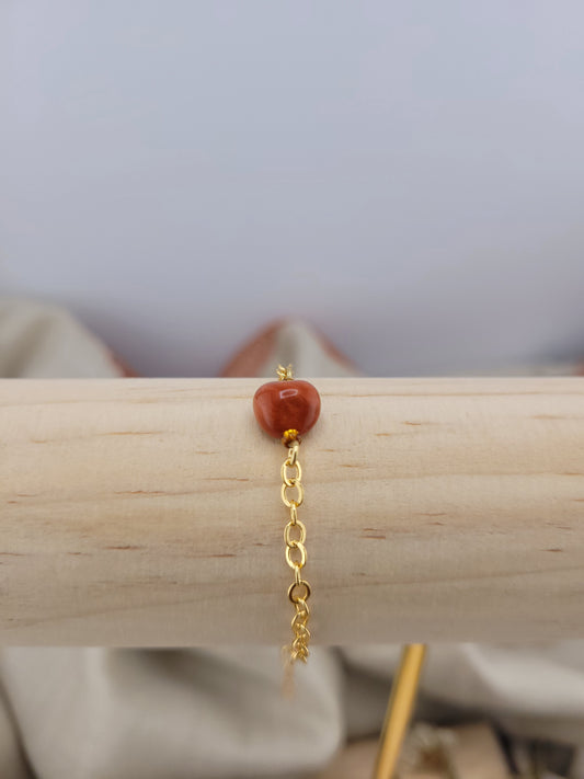 Gourmette solitaire en jaspe rouge Ihosy
