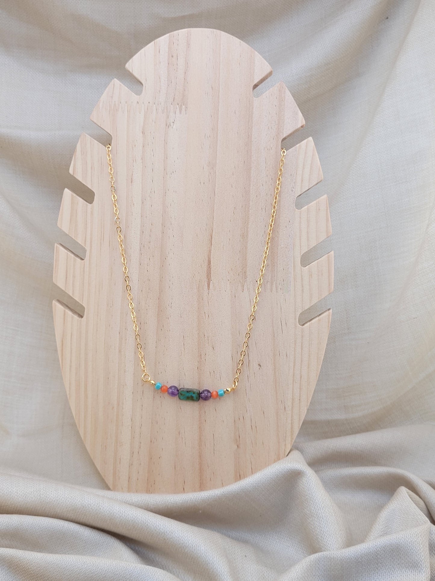 Collier en perle de verre multicolore Améthyste