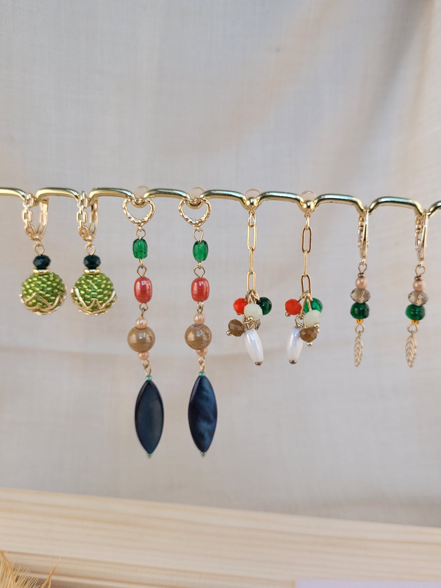 Boucles d'oreilles en perles perlées verts Galata