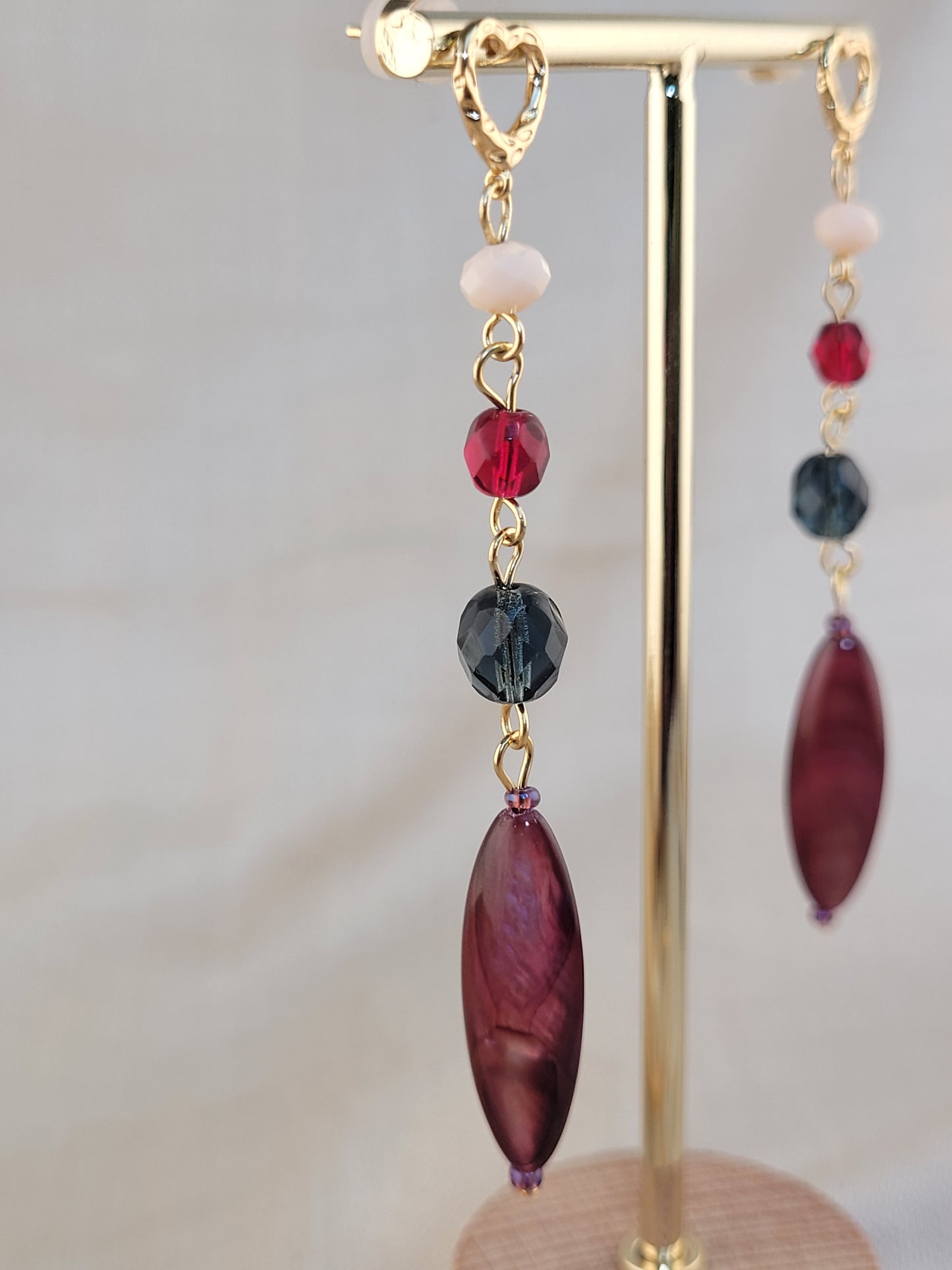 Boucles d'oreilles pendantes Cristal et perles de coquillages Mombasa