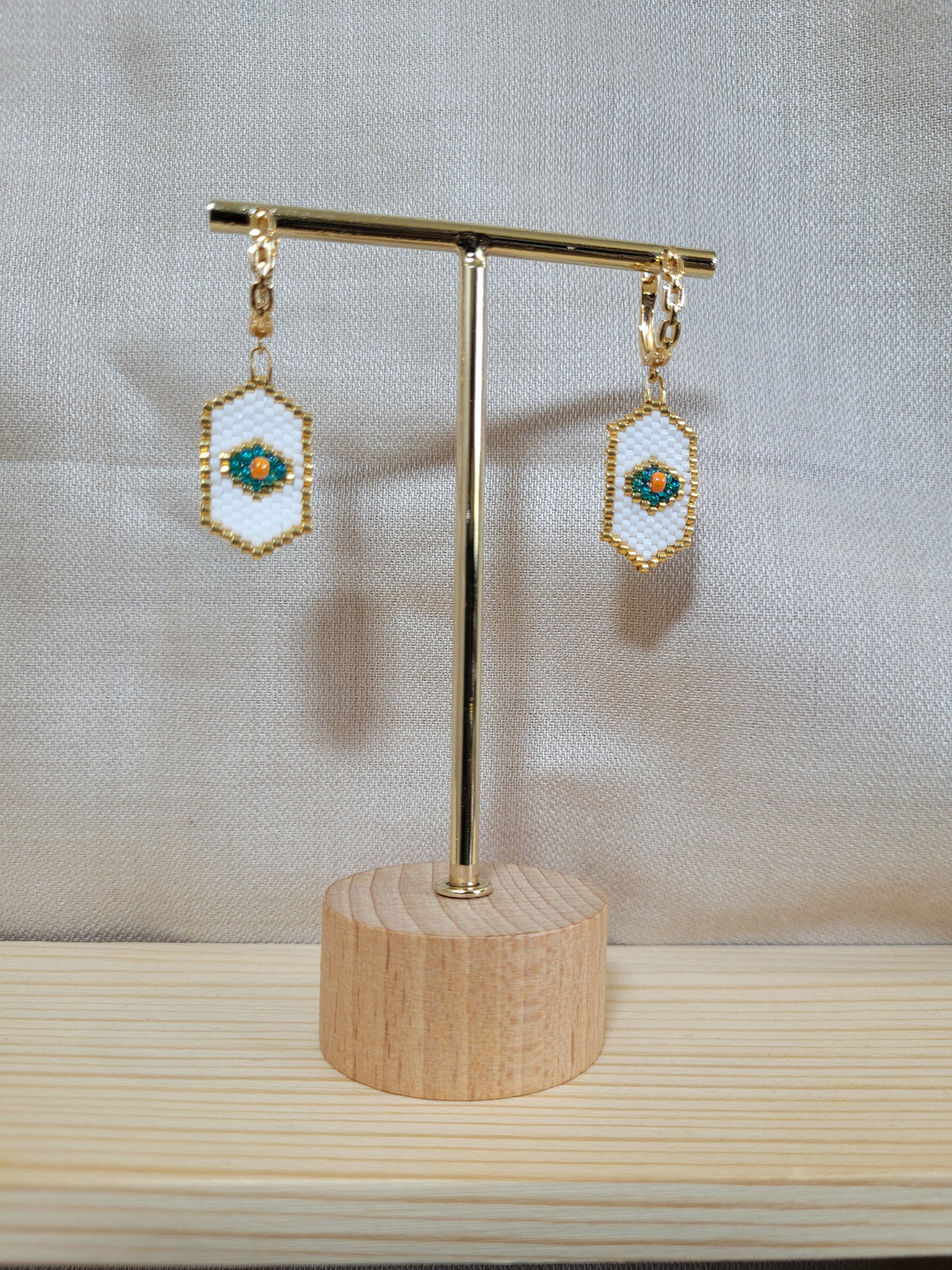 Boucles d'oreilles médaillon blanc en Miyuki Recife