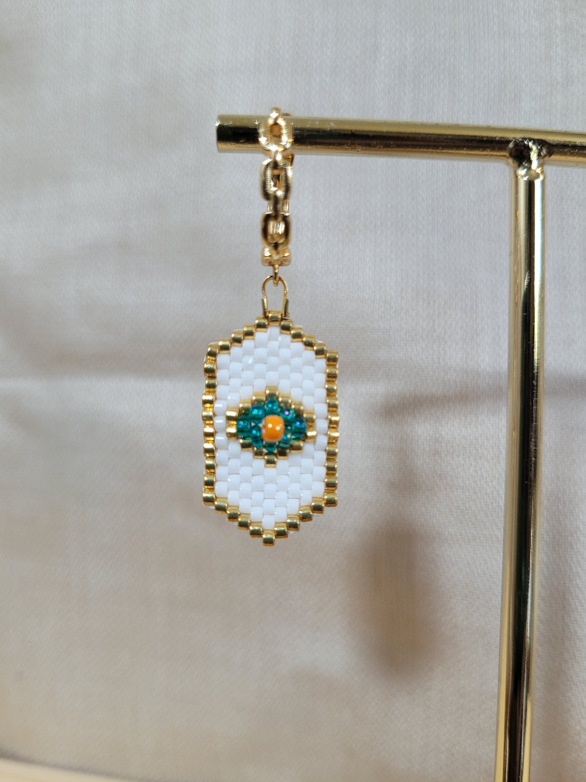 Boucles d'oreilles médaillon blanc en Miyuki Recife