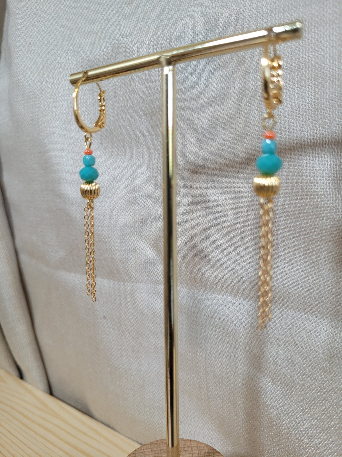 Boucles d'oreilles pendantes bleu en perles Bahia (Copie)