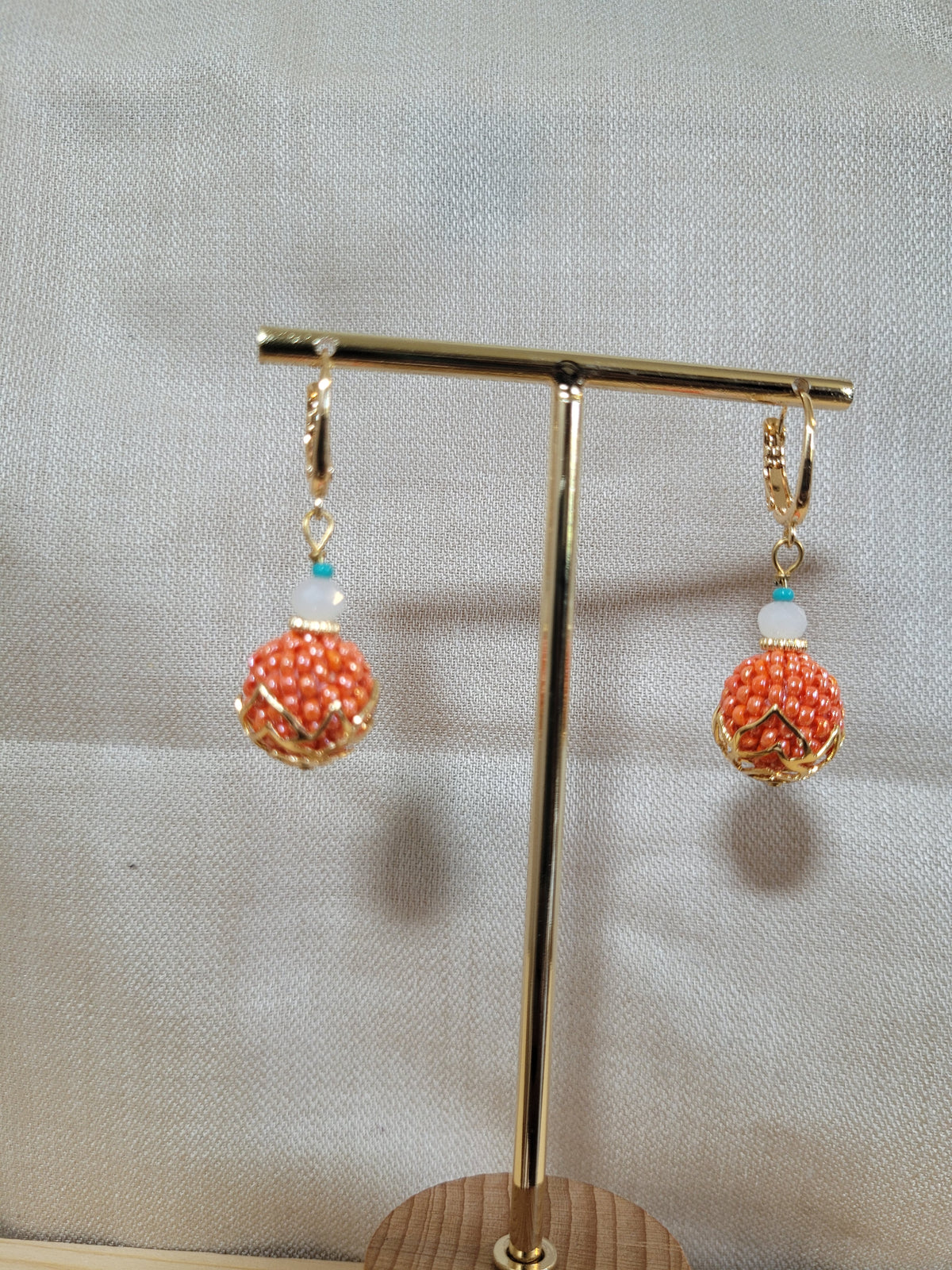 Boucles d'oreilles en perles perlées orange Galata