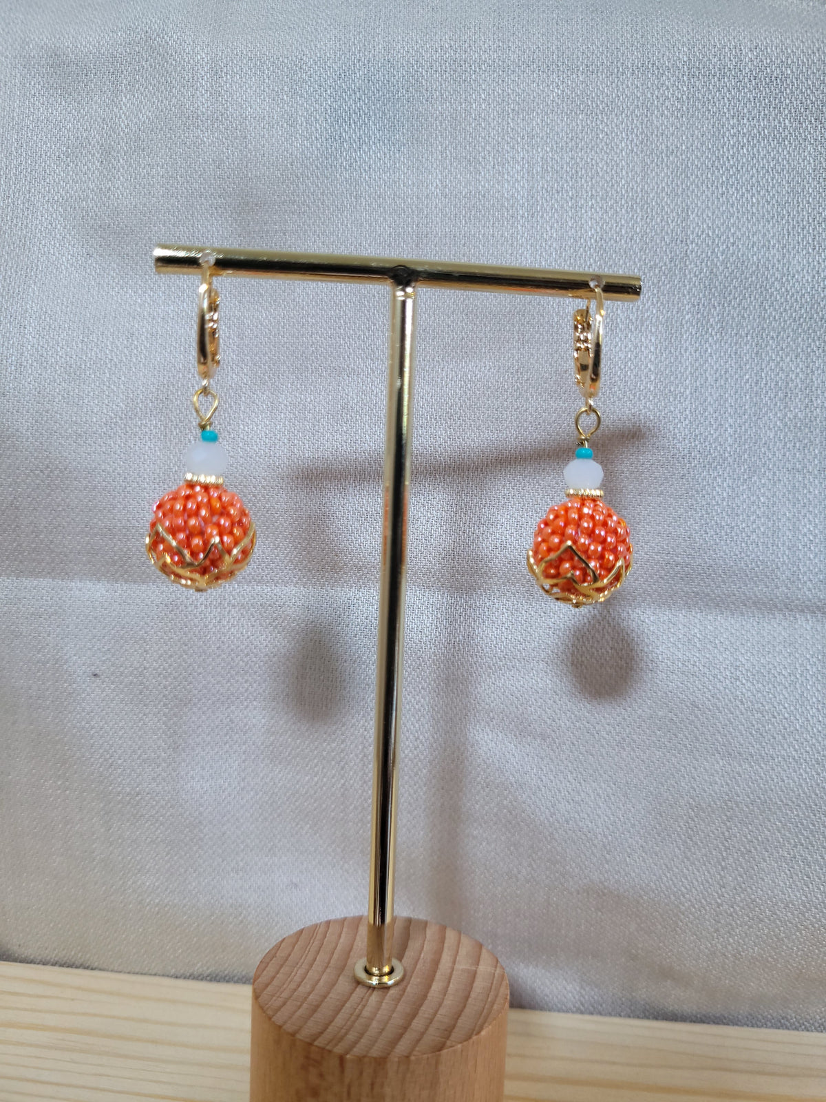 Boucles d'oreilles en perles perlées orange Galata