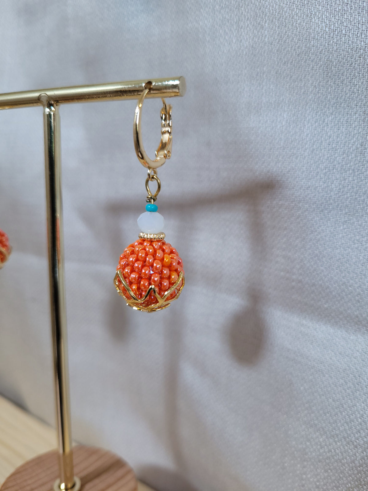 Boucles d'oreilles en perles perlées orange Galata