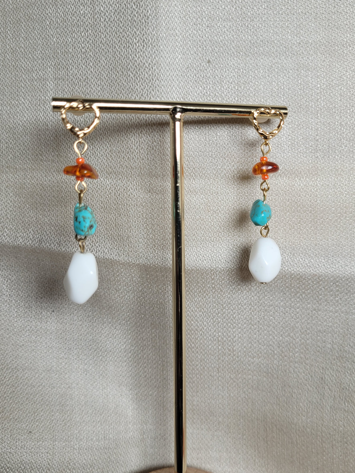 Boucles d'oreilles pendantes Cristal, Ambre et Turquoise Mombasa