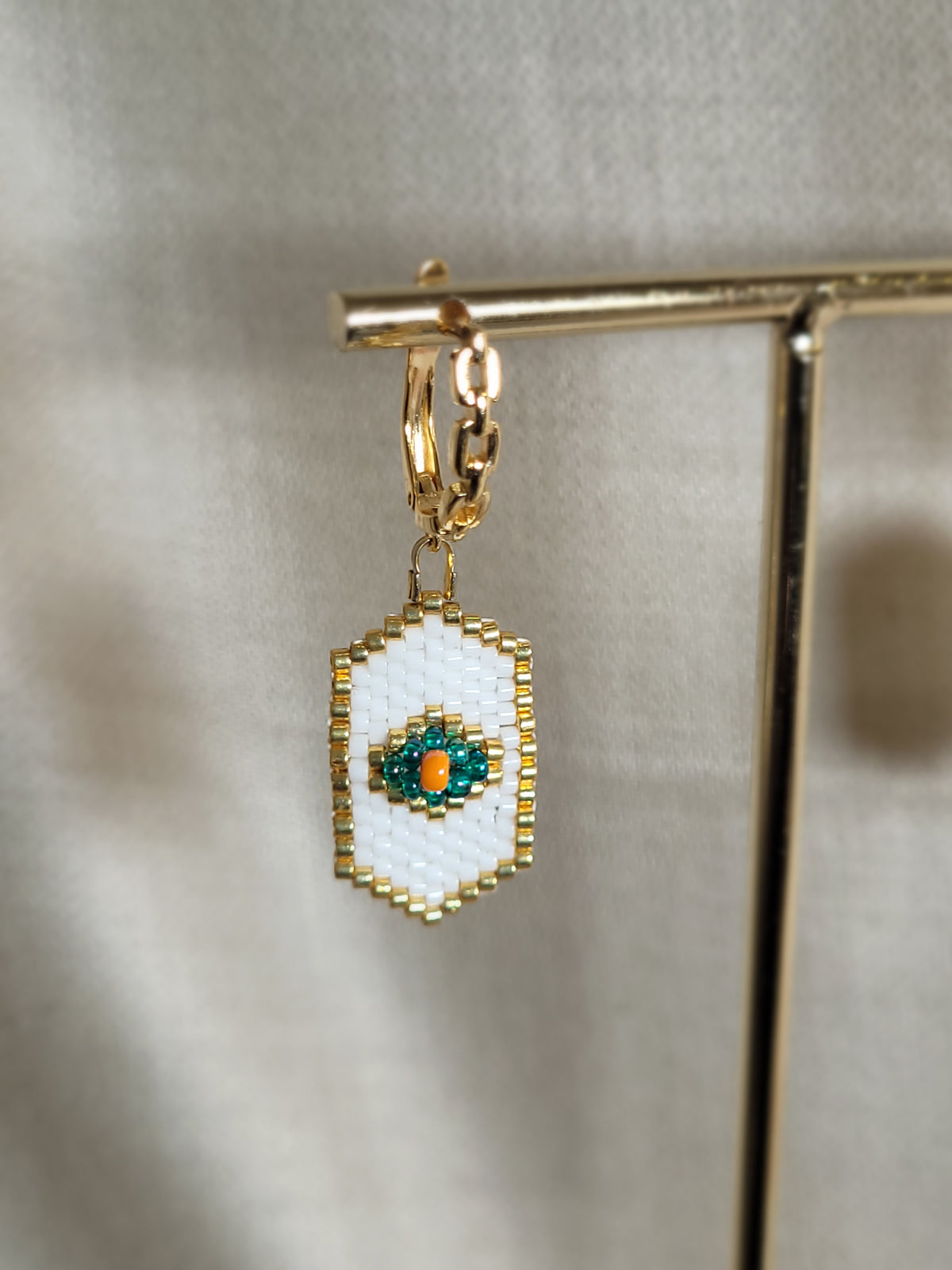 Boucles d'oreilles médaillon blanc en Miyuki Recife